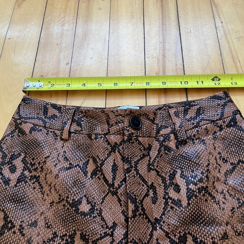 Princess Polly Snake Print Faux Leather Wide Leg Pants Brown Black Size 2 - Picture 3 of 7